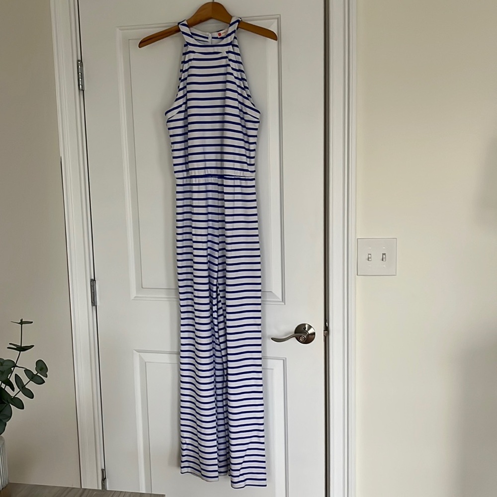 Jude Connally jumpsuit. Blue and white. Size M